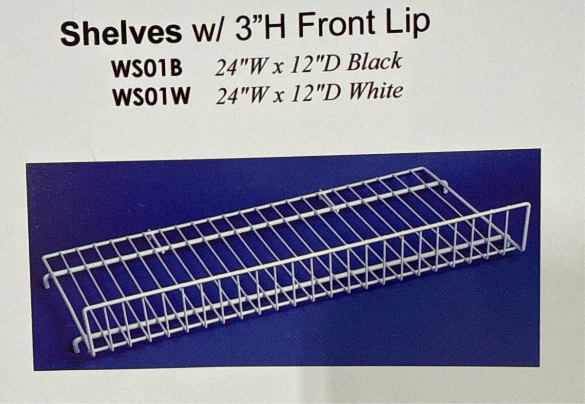 Shelves w/ 3”H Front Lip